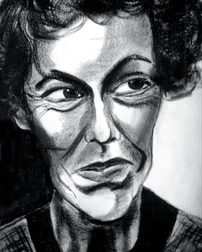 Grandma Von Charcoal drawing by Annette Abolins