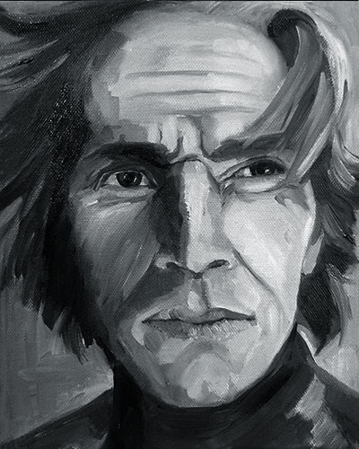 Willem Dafoe Oil sketch on board - Annette Abolins
