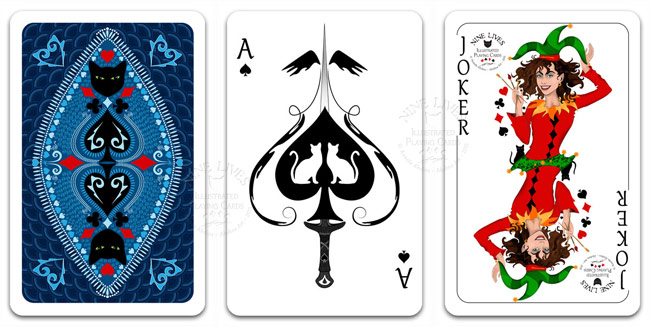 Back design Ace of Spades and Joker from Nine Lives playing cards