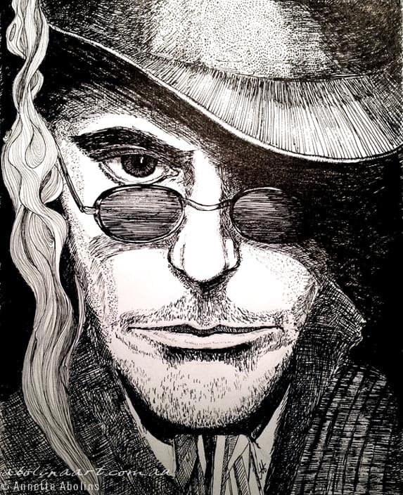 Robert Downey Jr as Sherlock - pen & ink drawing - Annette Abolins