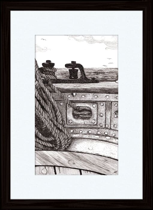 Onboard James Craig - pen and ink Annette Abolins