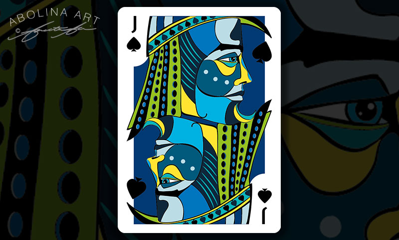 Jack of Spades in colour - with black spades in the artwork