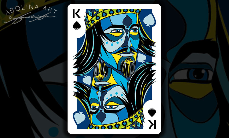 King of Spades - colour version with extended background around pips