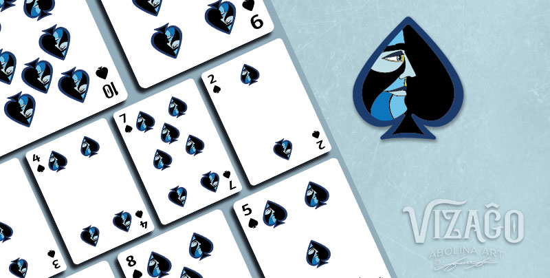 Numbered Spades showing enlarged pip for a closer look