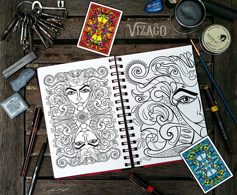 Drawing for VIZAĜO card back design