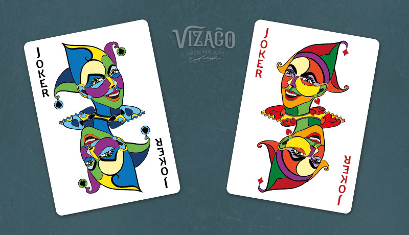 Version 2 of the red and blue VIZAĜO Jokers