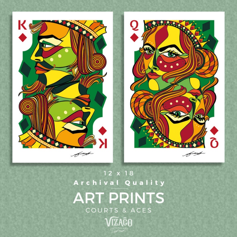 VIZAĜO Art Prints - courts and aces