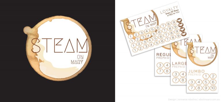 Coffee cart business logo with loyalty cards