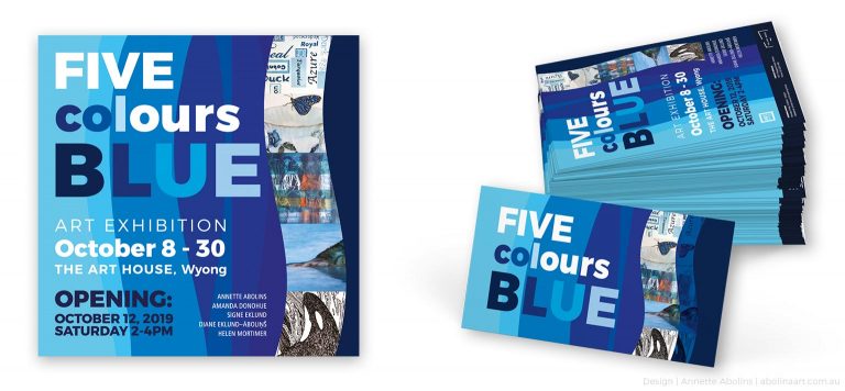 Exhibition invite and poster design - 5 Colours Blue