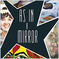 exhibition poster - As in a Mirror - showing works by five artists