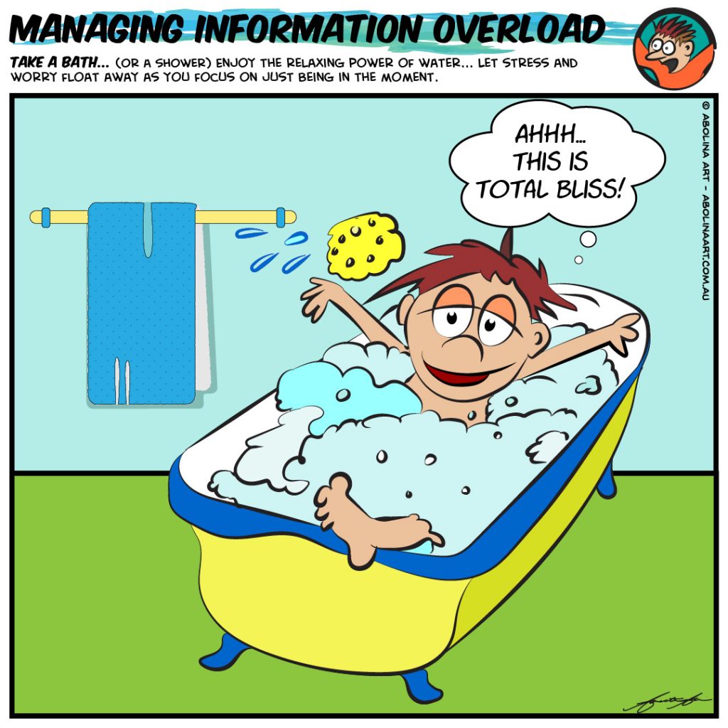 Cartoon character taking a bath