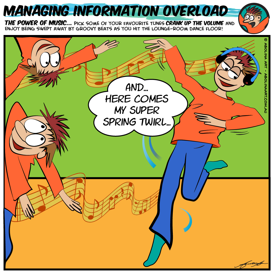 COVID-19 Cartoons – Managing Information Overload – Abolina Art