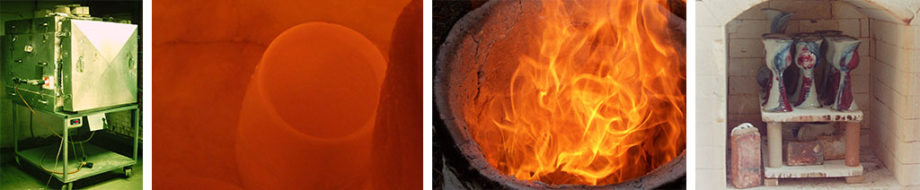 collage photos of firing clay