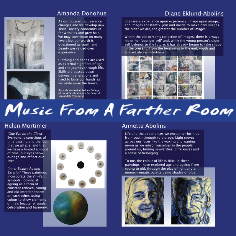 Artworks and artist statements inside spread from exhibition catalogue