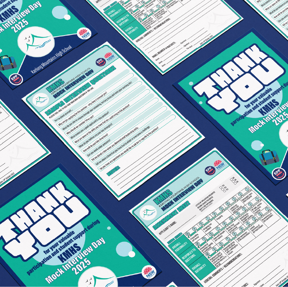 Event documents featuring bold layouts, use of colour, typography and design elements
