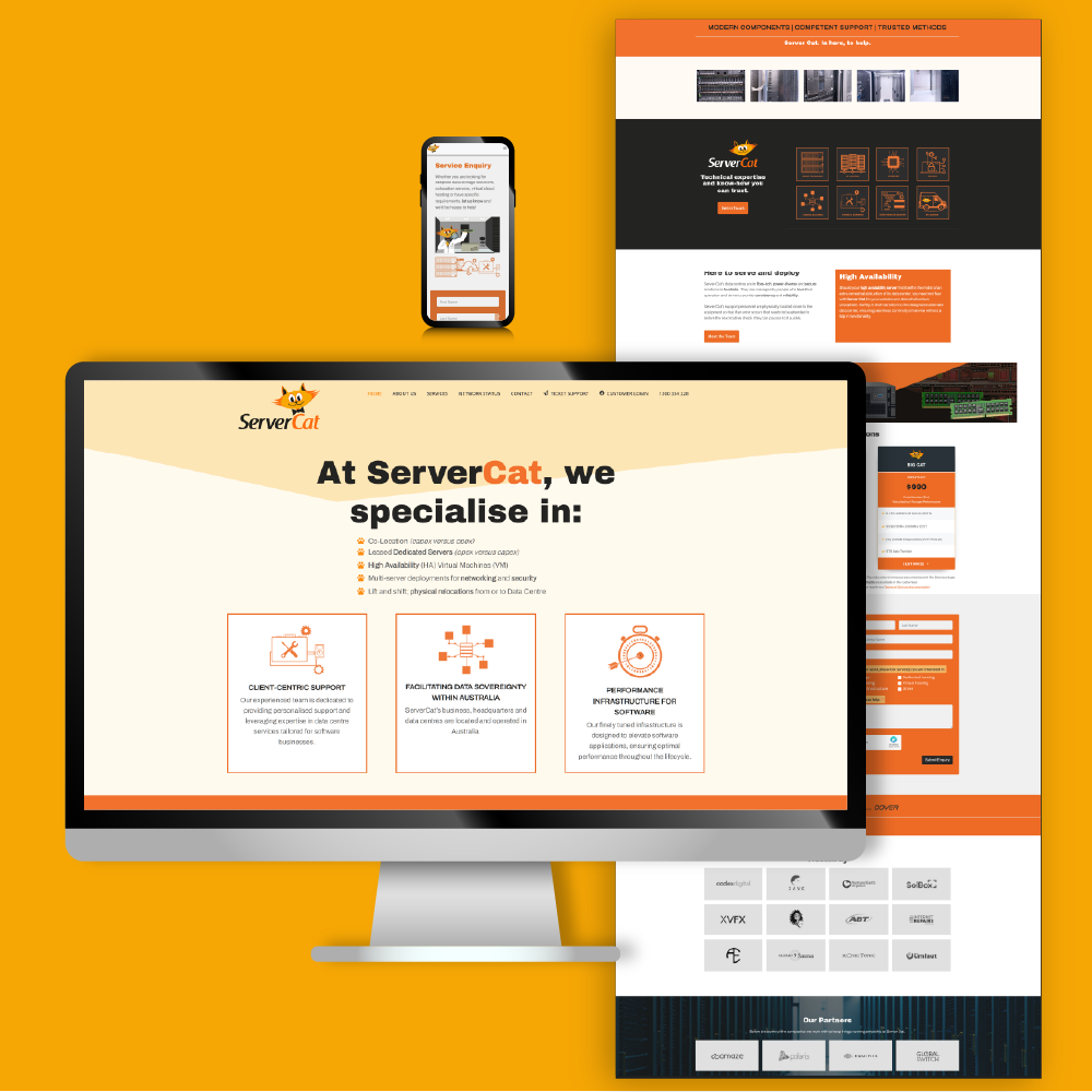 Visual display of web design project for Server Cat
