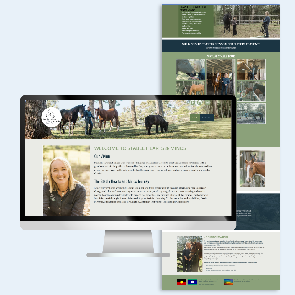 Visual compilation showing web design project for horse therapy business