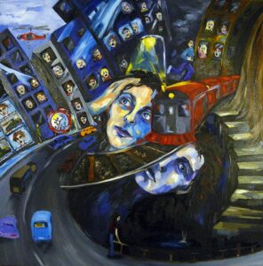 Round the Bend & Over the Edge Oil on canvas - Annette Abolins