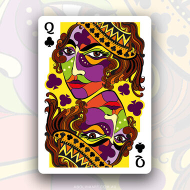 Custom illustrated playing card design by Abolina Art