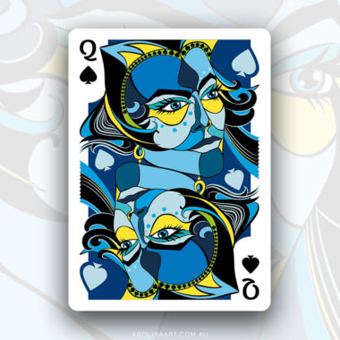 Custom illustrated playing card by Abolina Art