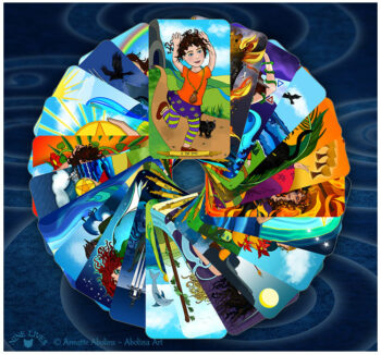 Nine Lives Tarot - cards in a circle A circle spread of Nine Lives Tarot cards