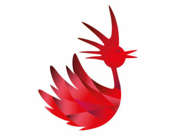 Bright, red bird, full of flair - logo design by Abolina Art