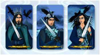 Royal Swords tarot cards illustrated by Annette Abolins