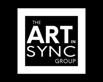The art in sync group - white on black typography logo