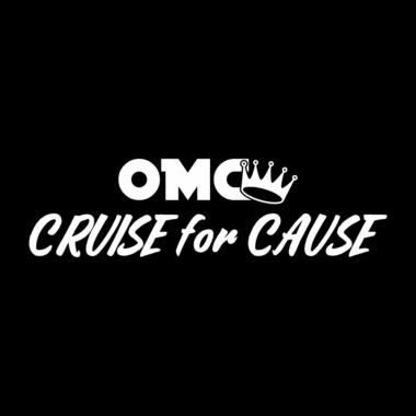 OMC event logo design - white on black