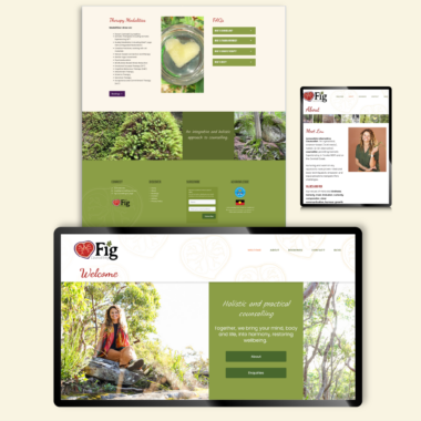 Visual representation of Fig Counselling web design project shown on different screens