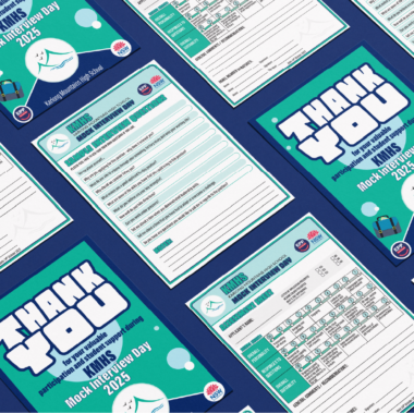 Event documents featuring bold layouts, use of colour, typography and design elements
